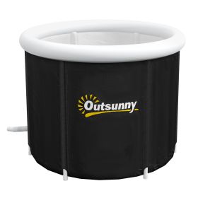 Cold Plunge Tub, Portable Ice Bath with Thermo Lid for Athletes' Recovery, Black (Color: Black)
