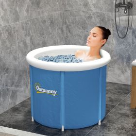 Cold Plunge Tub, Portable Ice Bath Cold Water Therapy Tub with Thermo Lid, for Athletes Recovery, Dark Blue (Color: General)