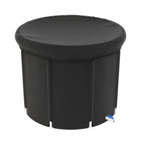 97Gal Large Size Ice BathTub with Cover for Adults Athletes Recovery Cold Water Therapy Outdoor Portable Cold Plunge Tub 660LBS Load Capacity 33.46x29 (Color: Black, size: One size)